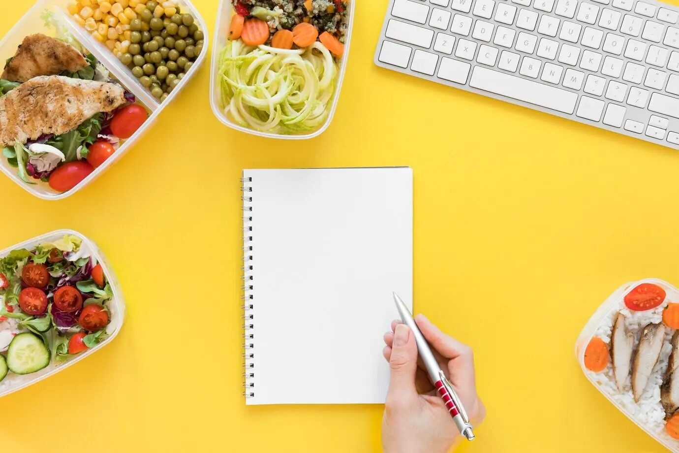 Nahaufnahme einer Hand mit Notizbuch